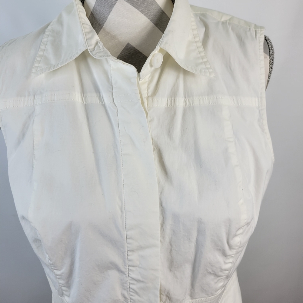 Ann Taylor Loft White Sleeveless Shirt Dress Cotton Size 12 - Picture 3 of 15